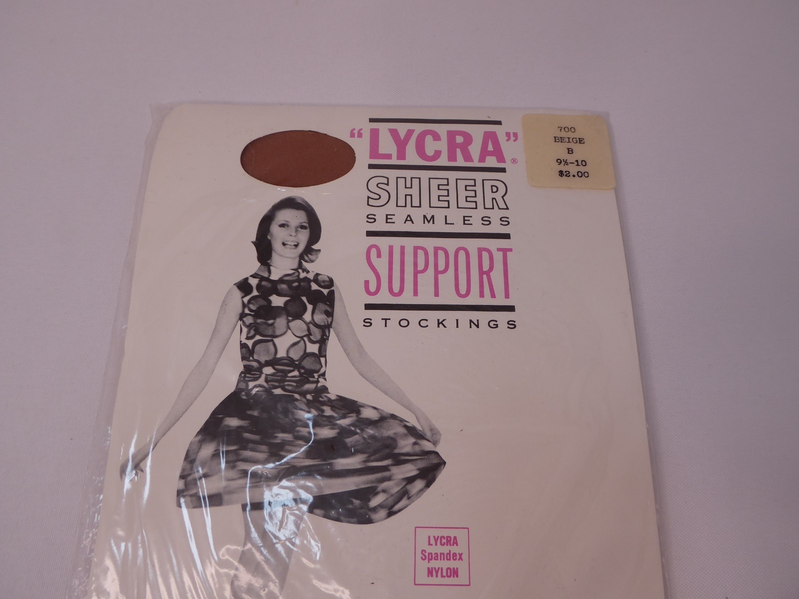 « Lycra » Sheer Seamless Support Stockings Beige Size B