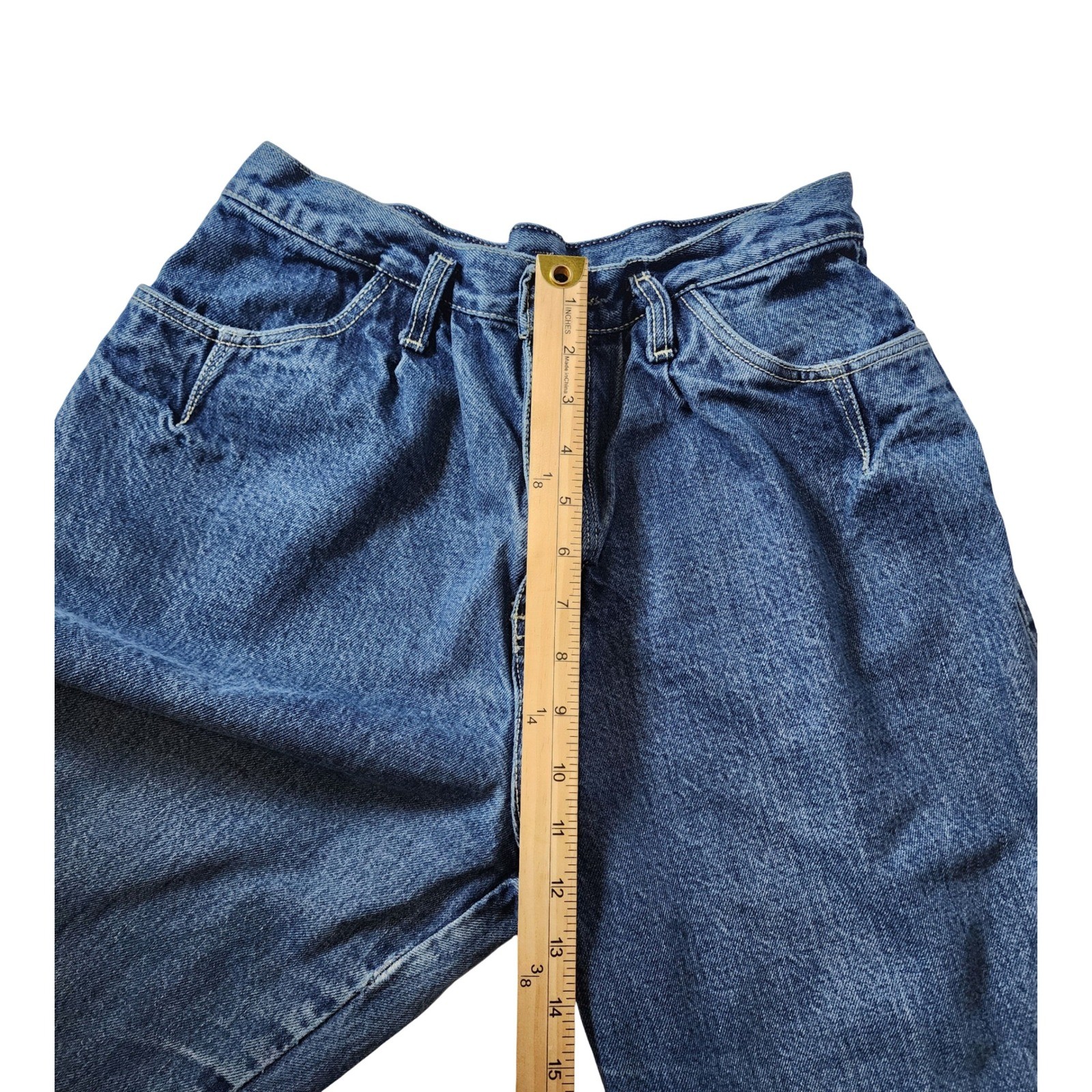 PS Gitano Vintage High Waisted Tapered Jeans Blue Denim 12 Short Cotton Brazil