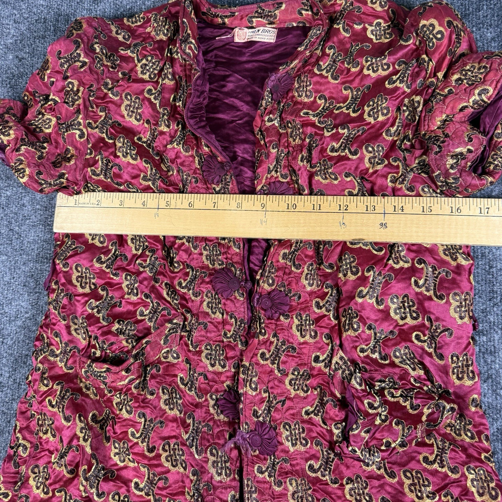 Vintage Handmade Silk Owen Bros Jacket Blouse W/ Imperfections Made In Hong Kong