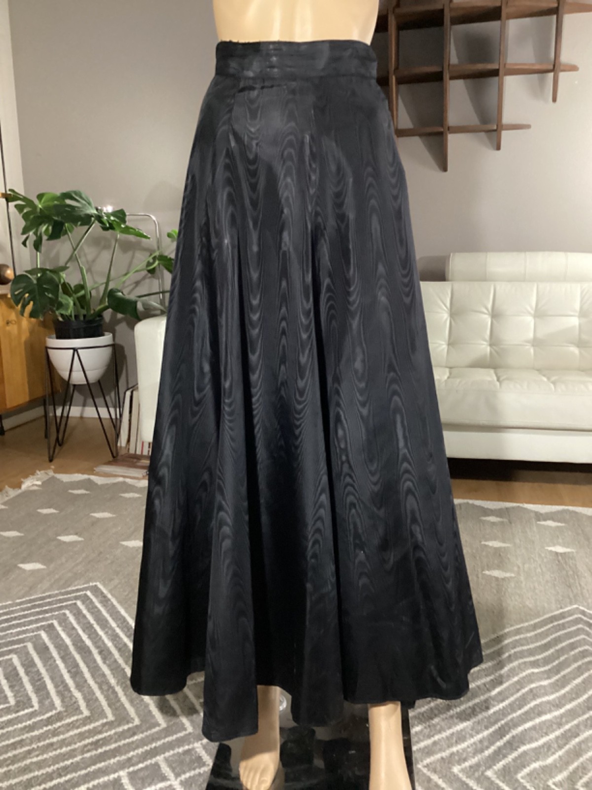 Antique 1920&rsquo;s 30&rsquo;s Black Swirled SILK Satin SATIN Edwardian Art Deco S/ XS