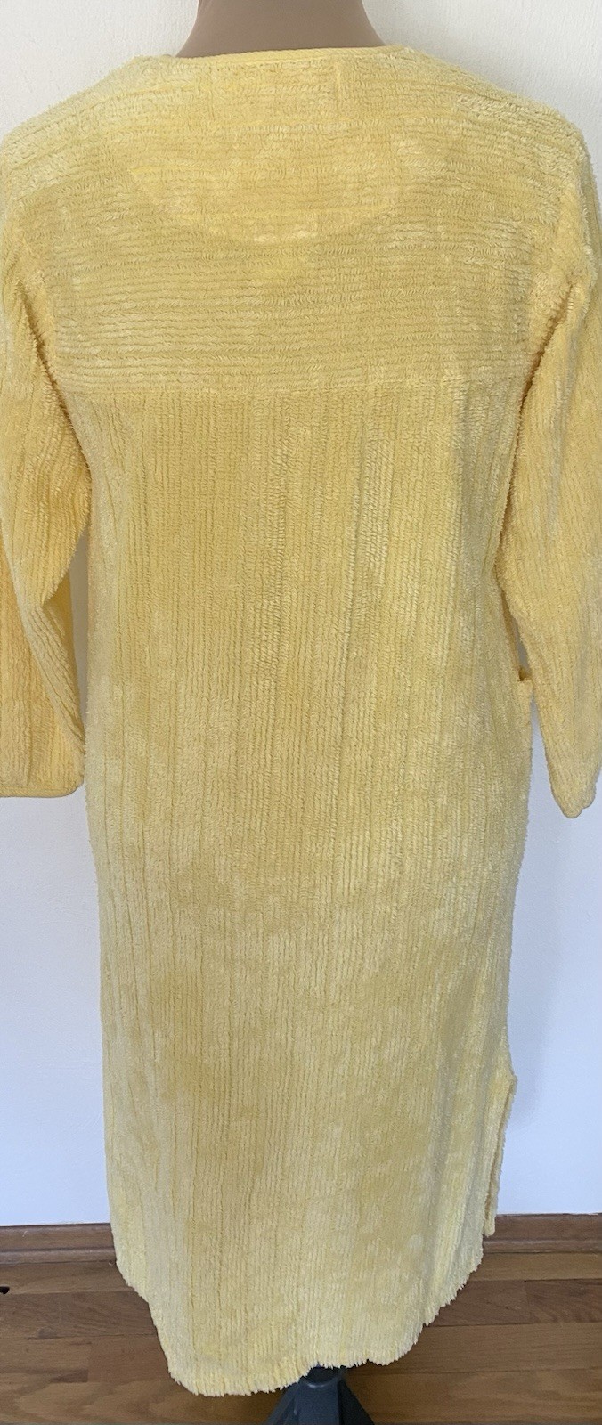 Vintage 80s Yellow Chenille Robe *Small* STAN HERMAN Yellow Terry Caftan