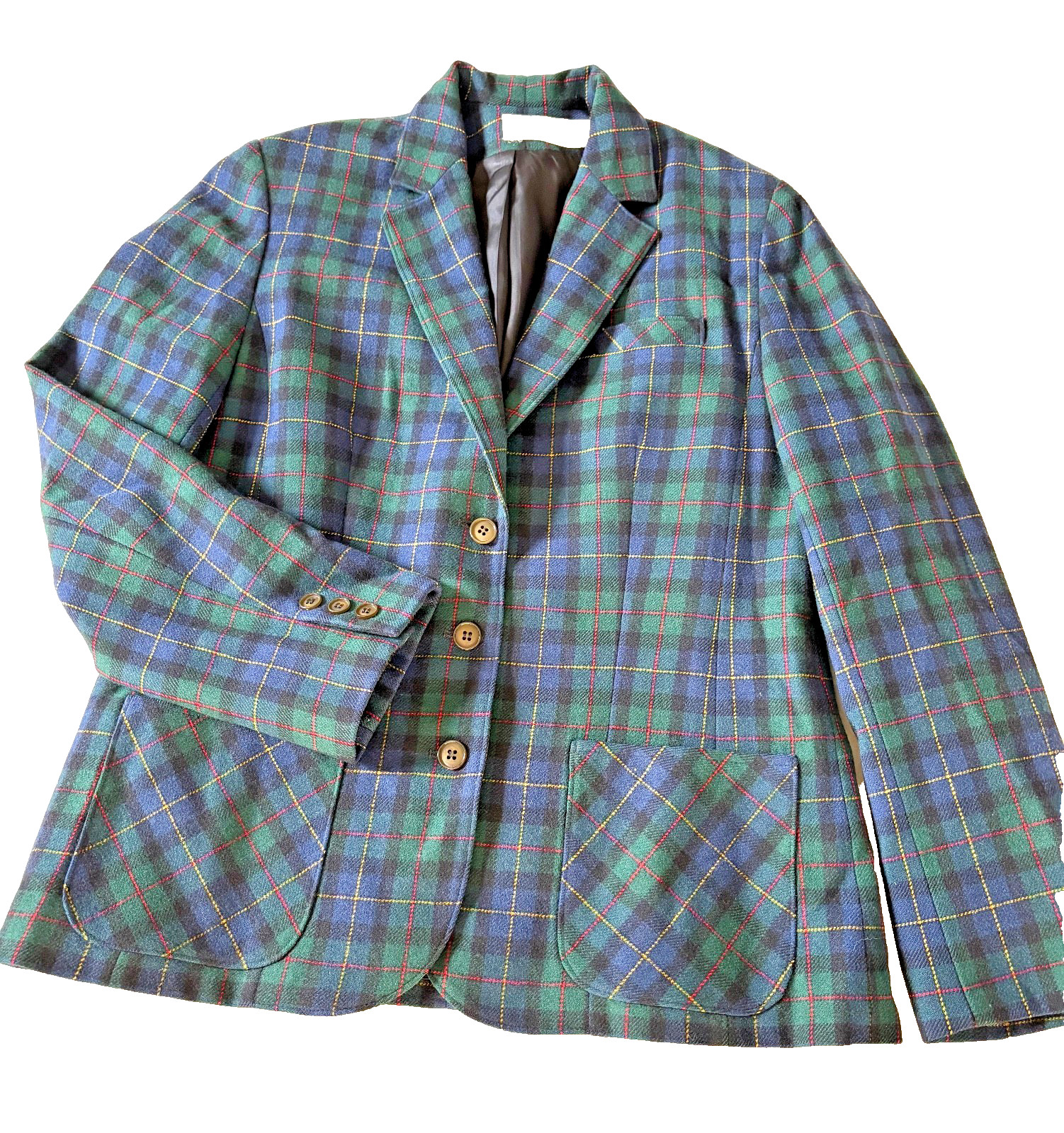 VTG Pendleton 100% Wool Blue-Green Tartan MiUSA Women&rsquo;s Blazer/Suit Jacket HOLES