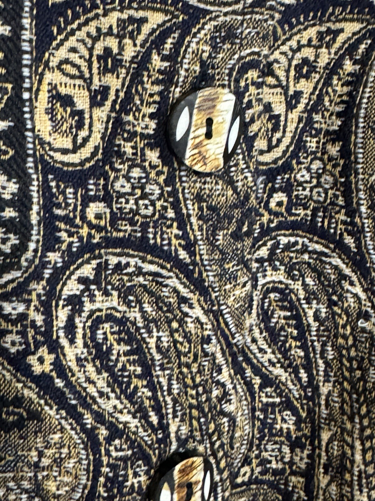 Tapestry Button Front Vest UNITS Women Size XL Blue Gold Paisley Lined Vintage