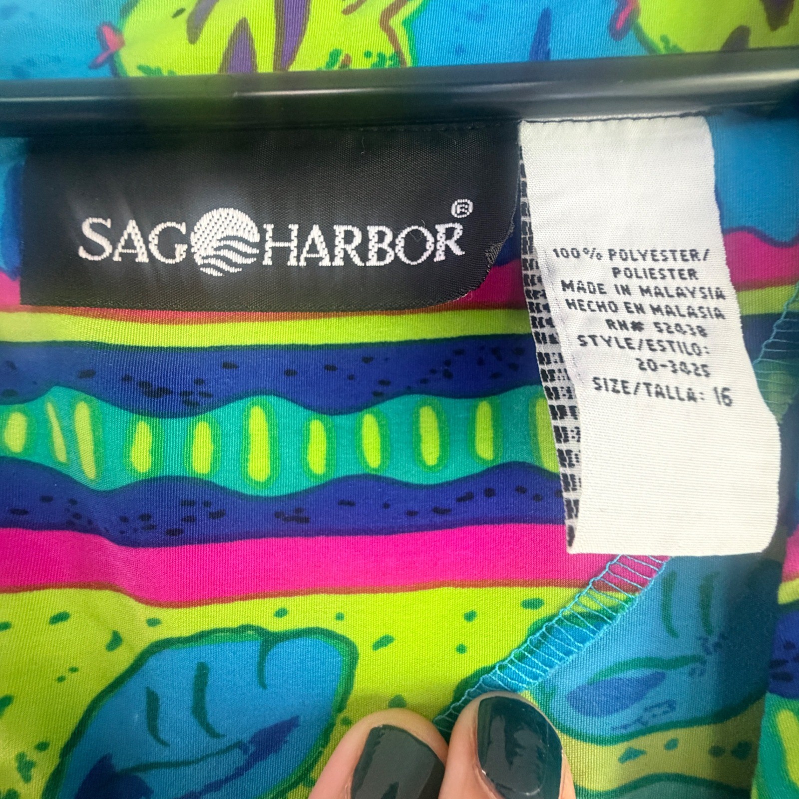 VTG Sag Harbor Fish Statement Sun Dress Womens 16 Artsy Tropical Eclectic Costal