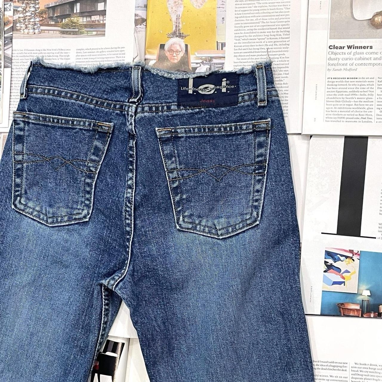 L.e.i vintage medium wash mid-rise flare jeans size 27/US