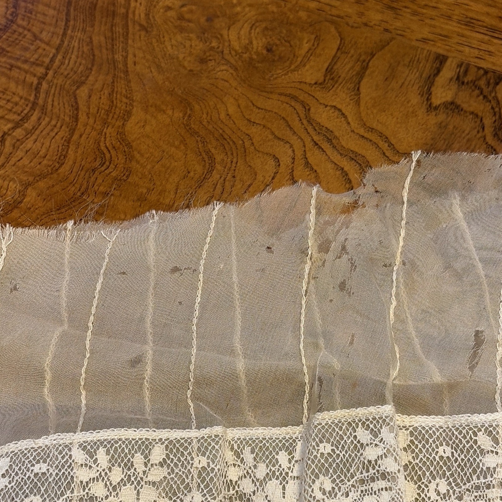 Vintage Silk Sheer Lace Petticoat Slip Skirt Layered Lace Trim Ivory/Material