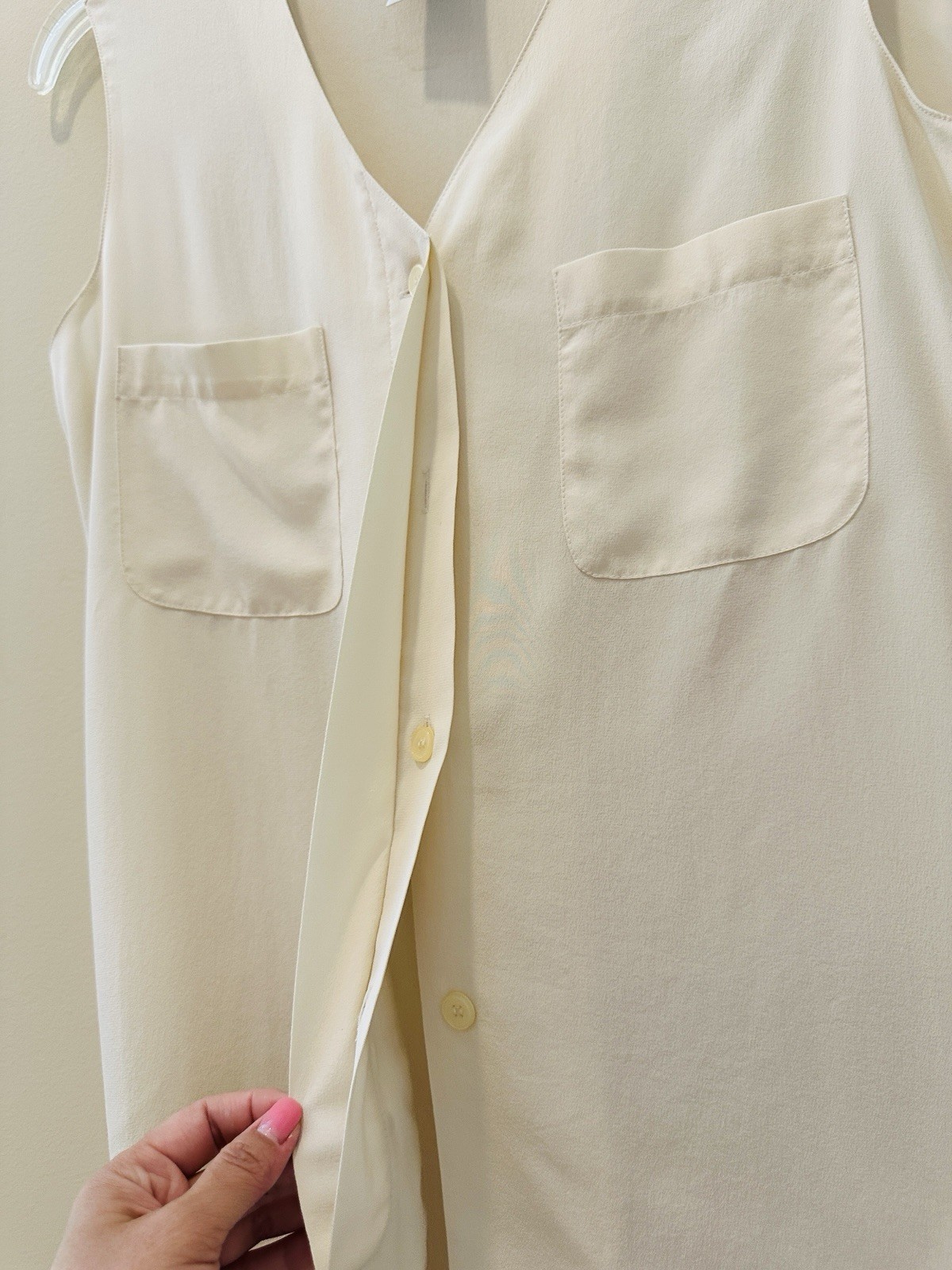 NwT VTG Pacific Silk & Studio Women 100% Silk Sleeveless Blouse Ivory Sz M Retro