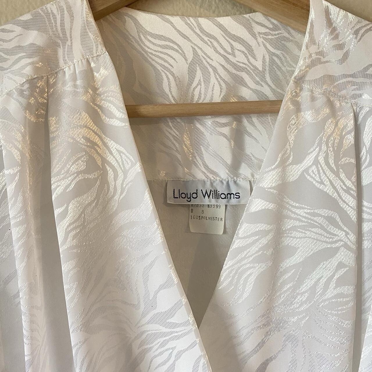 Vintage 1980s Lloyd Williams White Cropped Blouse Size 8