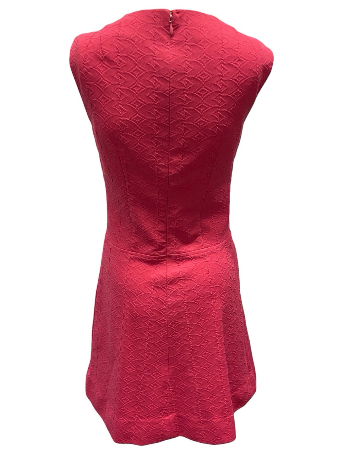 VTG 60s Geometric Sleeveless Open Front Tunic Top Hot Pink Mod Disco Womens S/M