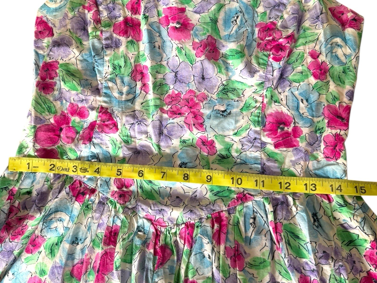 Vintage Allison Blair Multicolor Bright Floral Sleeveless Midi Dress Medium