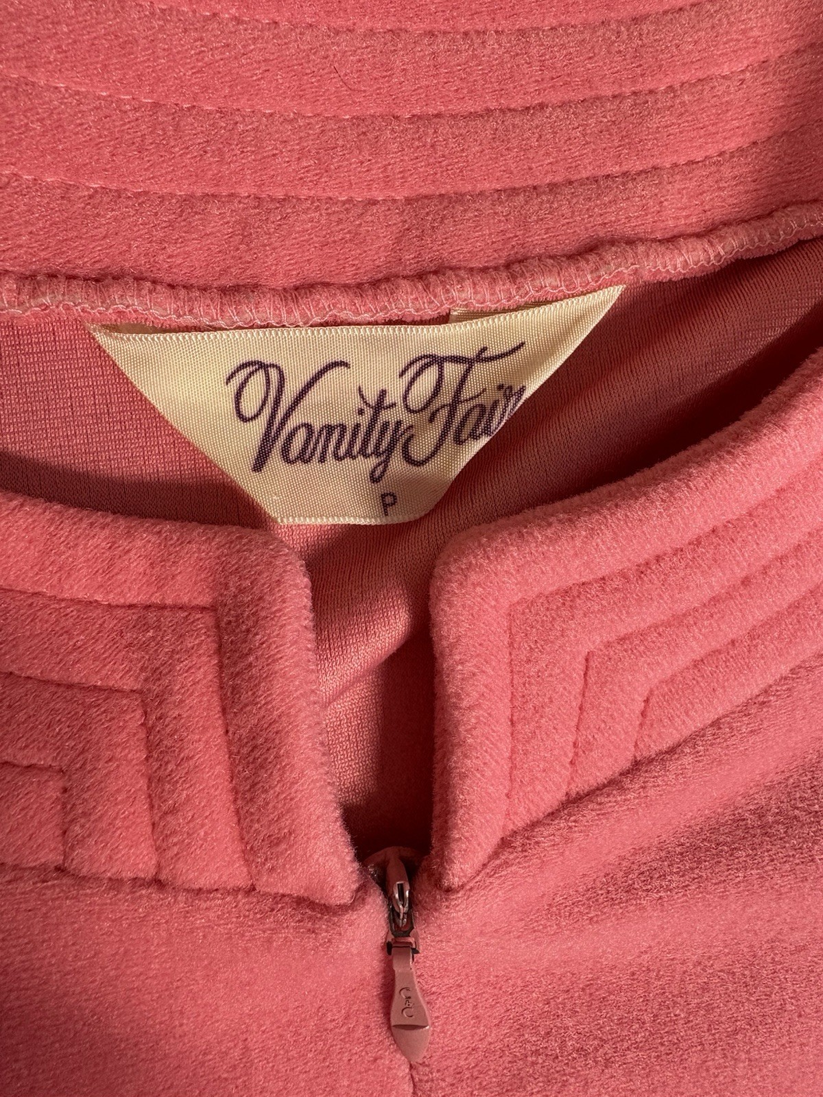 1970s Vanity Fair Velvet Fleece Pink House Coat Vintage Robe Long Women’s M USA