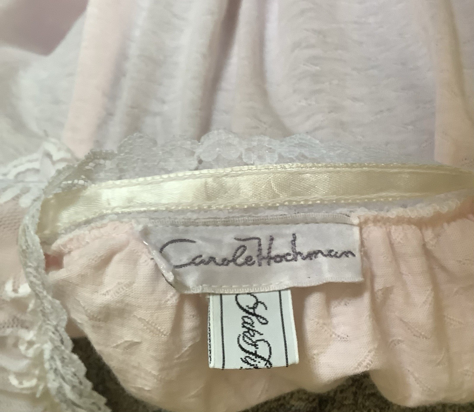 Vintage 1980s Saks Fifth Ave Carole Hochman 100% Cotton Nightgown Pink Lace M