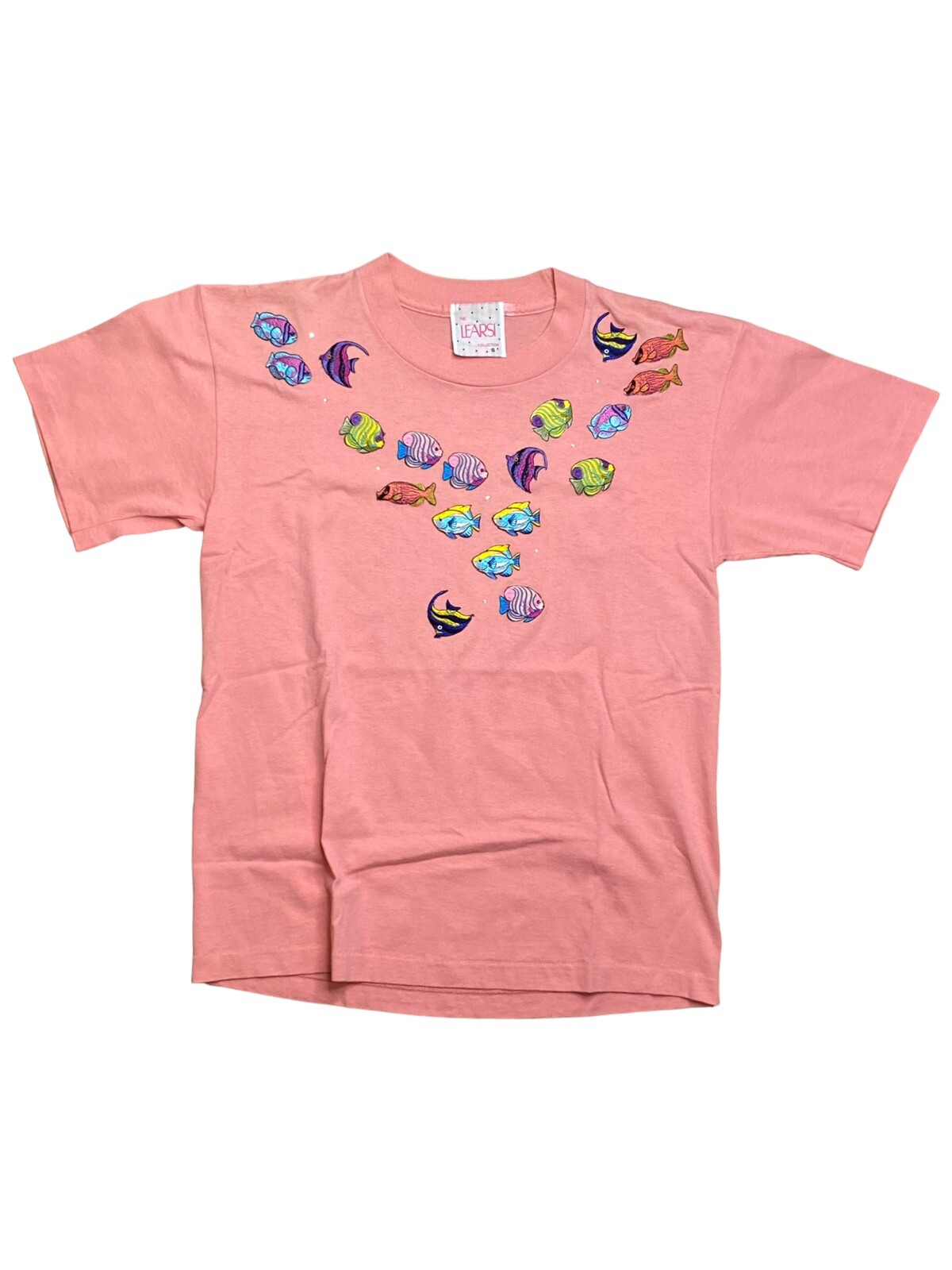 LEARSI Vintage Women&rsquo;s Size Small Single-Stitch Coral Tee w/Embroidered Fish