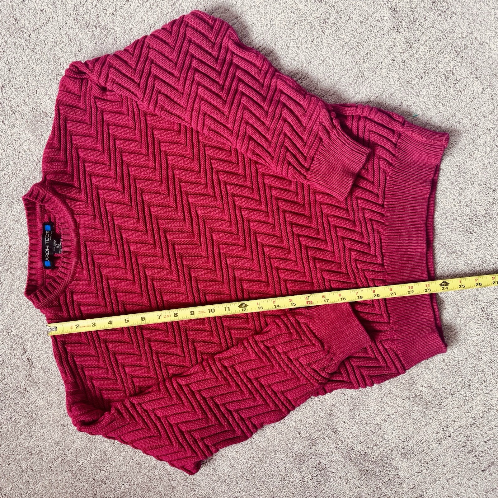 Vintage Architect 3D Textured Knit Sweater Women’s L Red 100% Cotton Jamaica