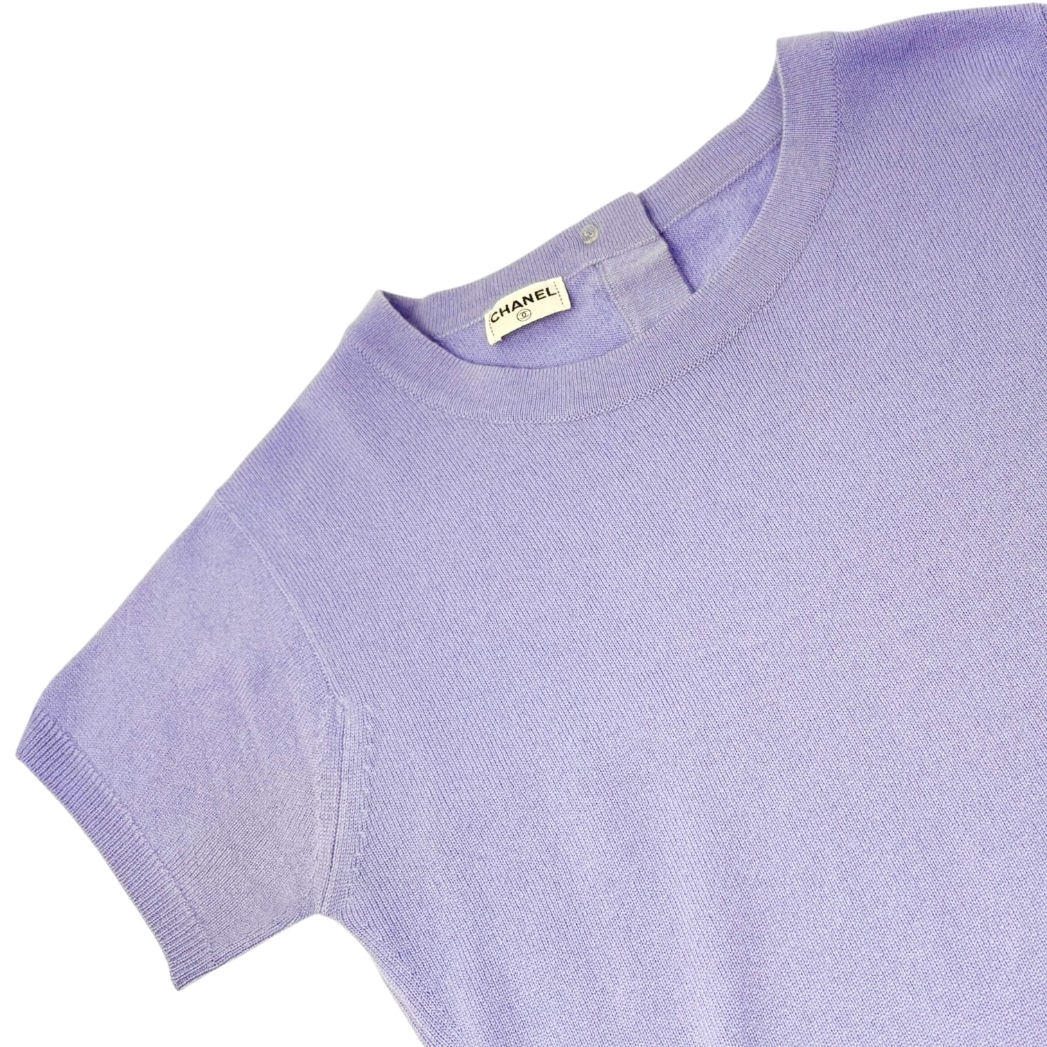 CHANEL Vintage CC Logo Button Cashmere Knit Top T-shirt Purple Blue