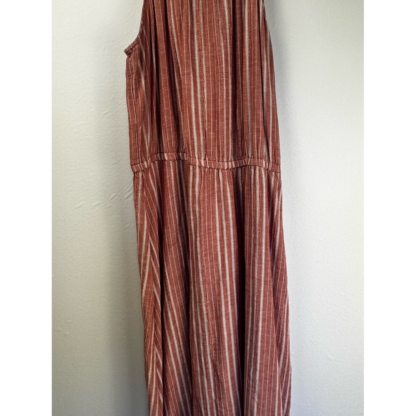 Old Navy Rust Striped Linen Blend Maxi Dress Medium Boho Cottagecore Summer