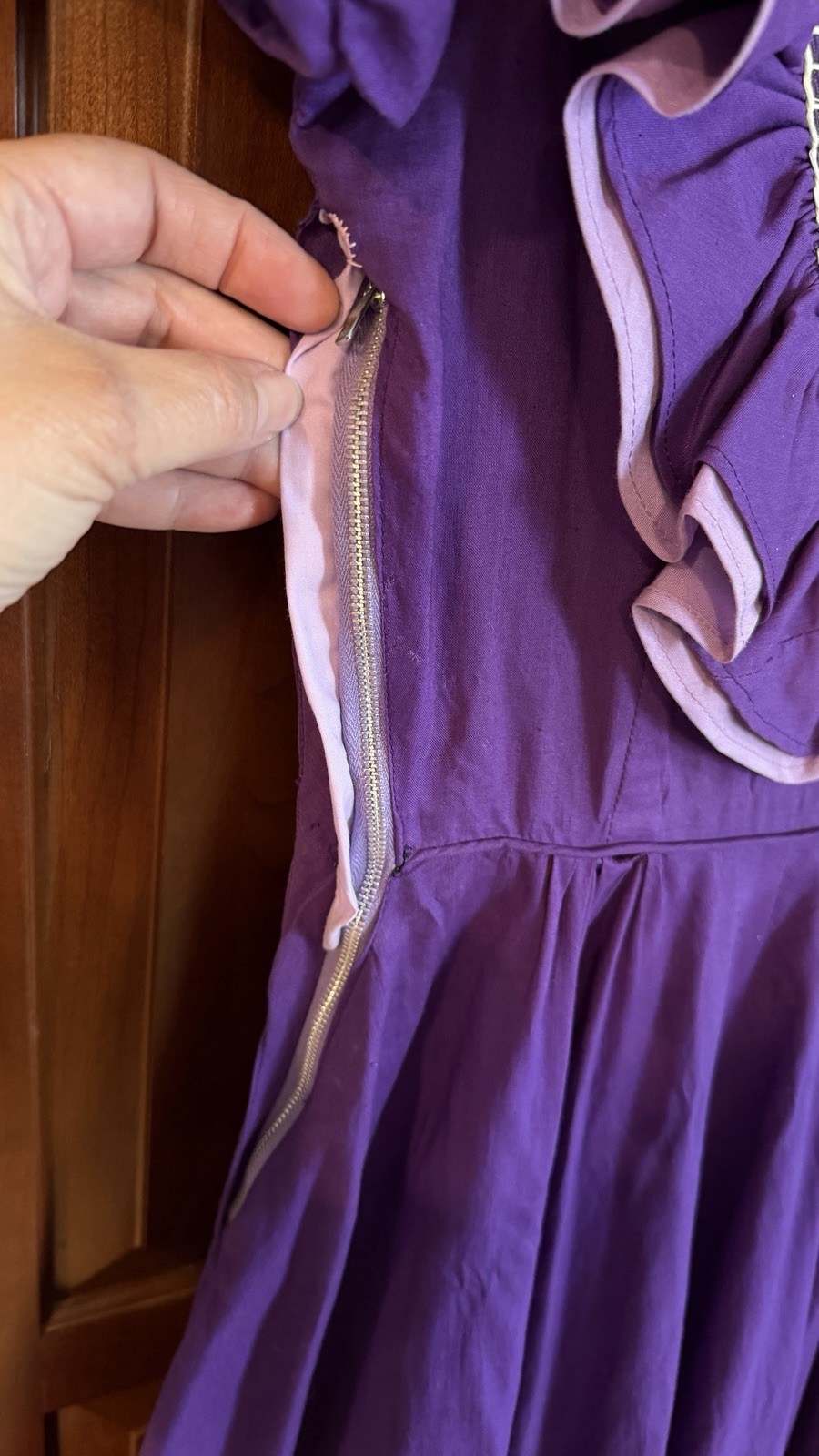 Vintage Partners Please Malco Modes Long Square Dance Dress Purple Ruffles