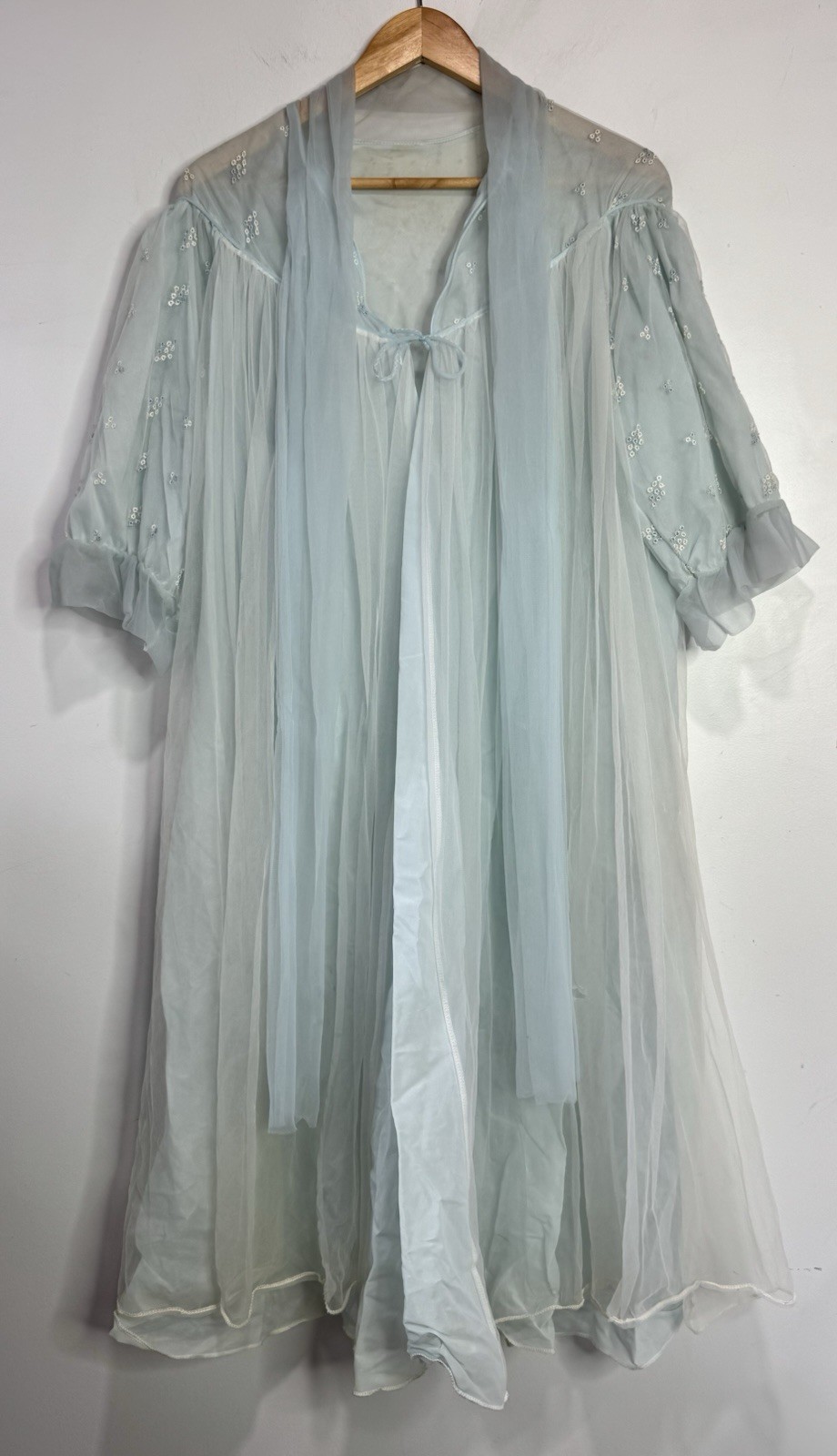 Vintage Robe Tule Handmade Aqua Turquoise Size Medium