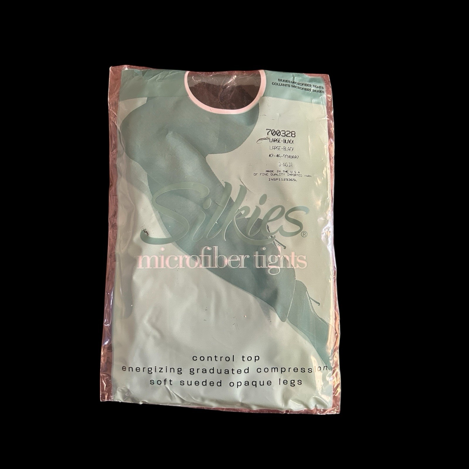 VTG Silkies Microfiber Tights Sz LG Black Control Top Graduated Compression Soft