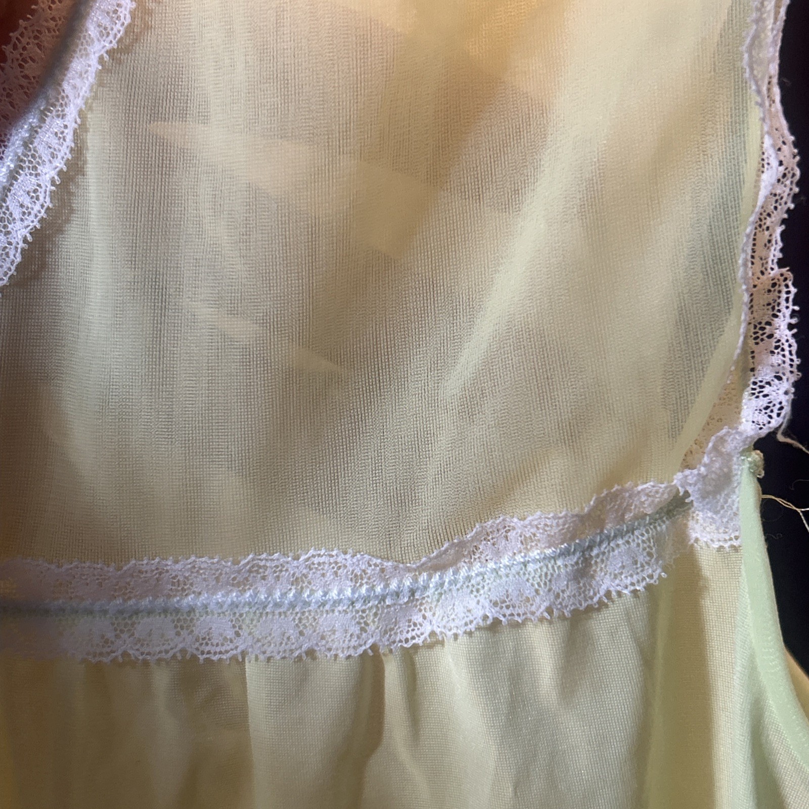 VTG Vassarette Munsingwear Yellow / Mint Sheer See Thru Sz MED