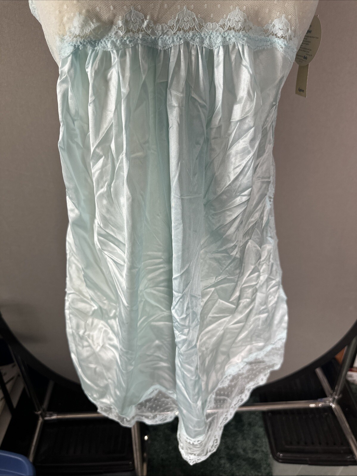 Vintage 80s Nylon Nightgown Kayser Powder Blue Size Medium Lingerie