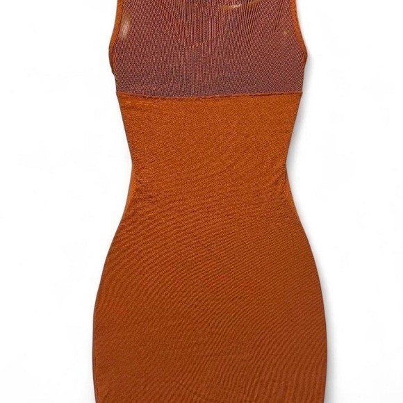 Vintage (2010&rsquo;s) Asos Rust Mesh Panel Bodycon Dress