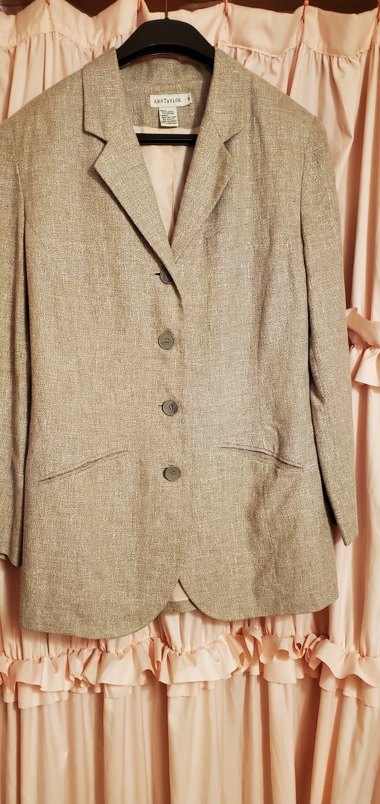 Vintage 90s Ann Taylor Women&rsquo;s Linen Blend Classic Preppy Jacket Blush Gray 10