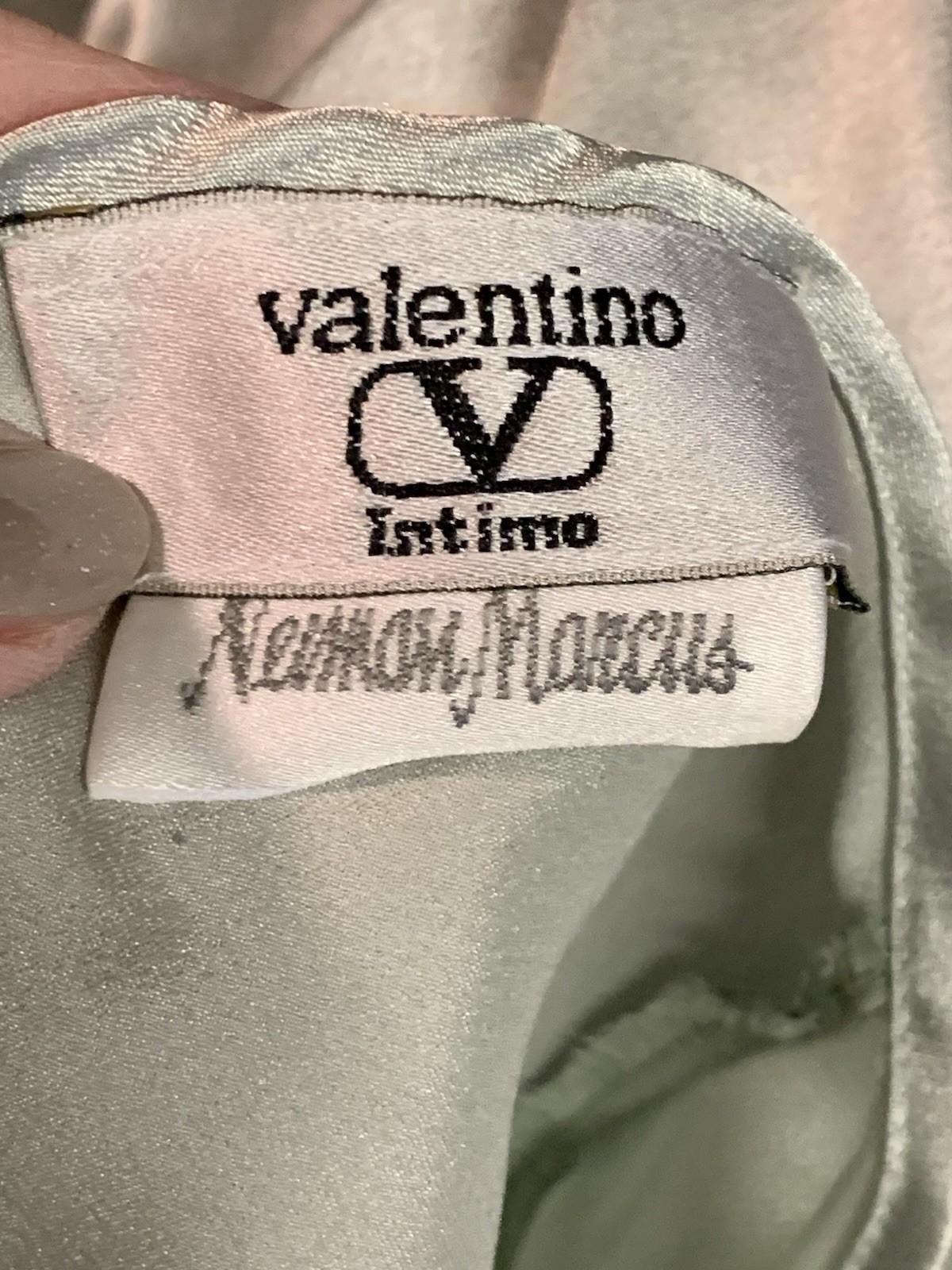 VTG Valentino Intimo Nieman Marcus Nightgown Satin Silky Sz L Sage Green Beauty