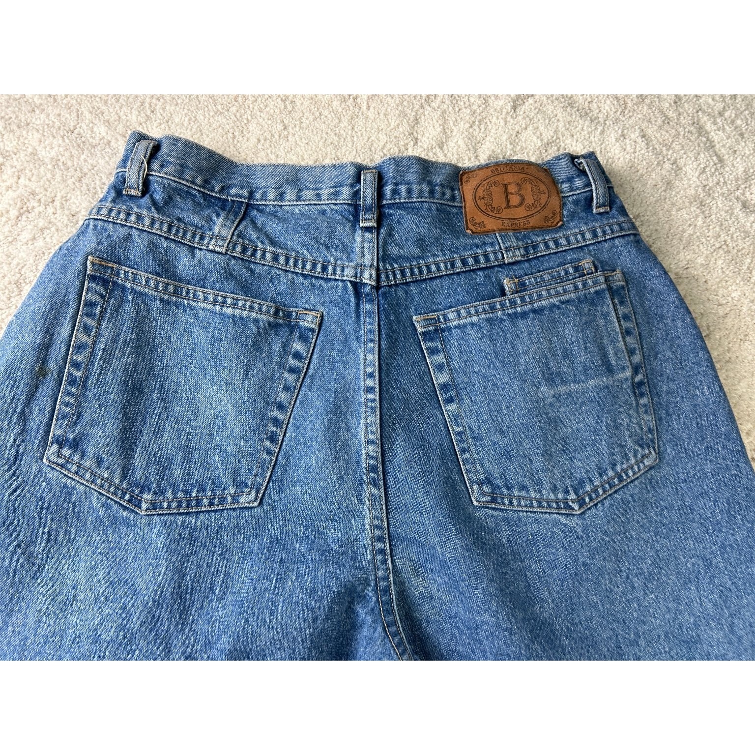 Vintage Brittania Express High Waisted Pleated Mom Jeans Medium Wash Blue Sz 14