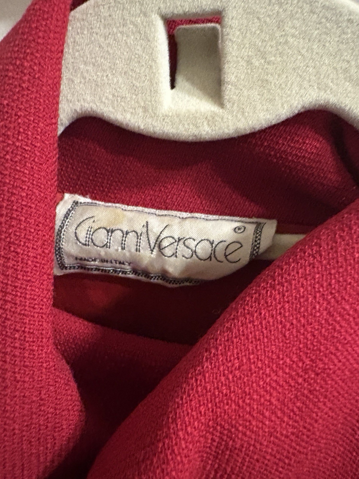 Gianni Versace 1980s Vintage Red Wool Funnel Neck Tunic Dress Made In Italy