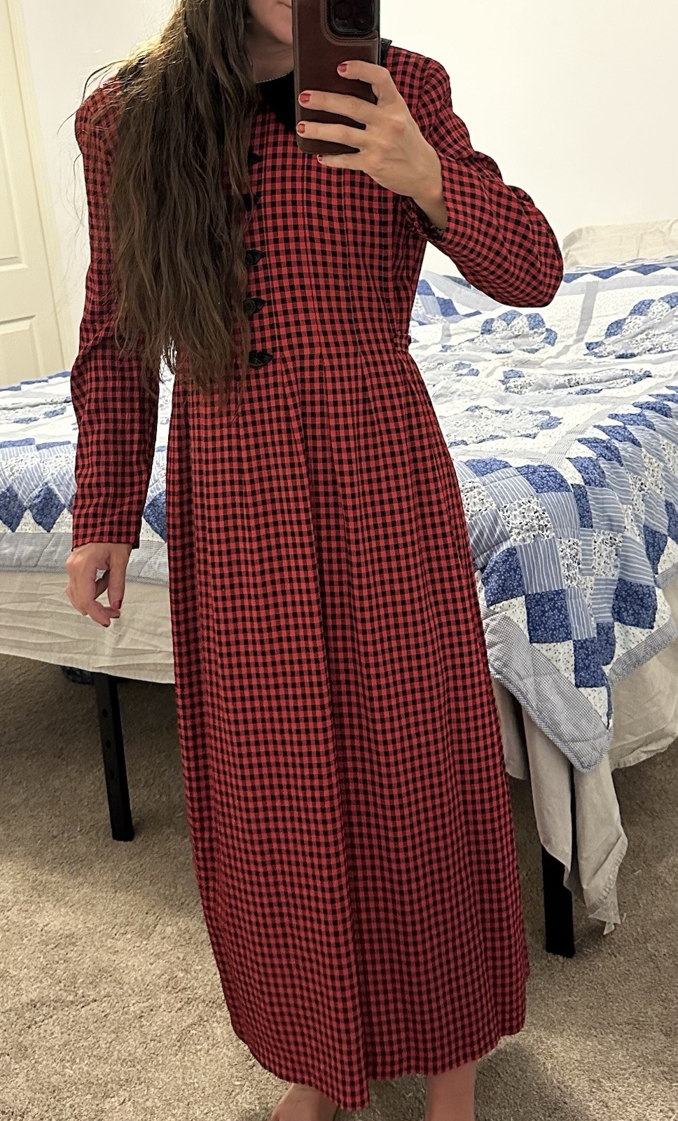 Vintage 90s Gingham Cottagecore Teacher Dress Womens Size 8 J.B.S Plaid Gingham