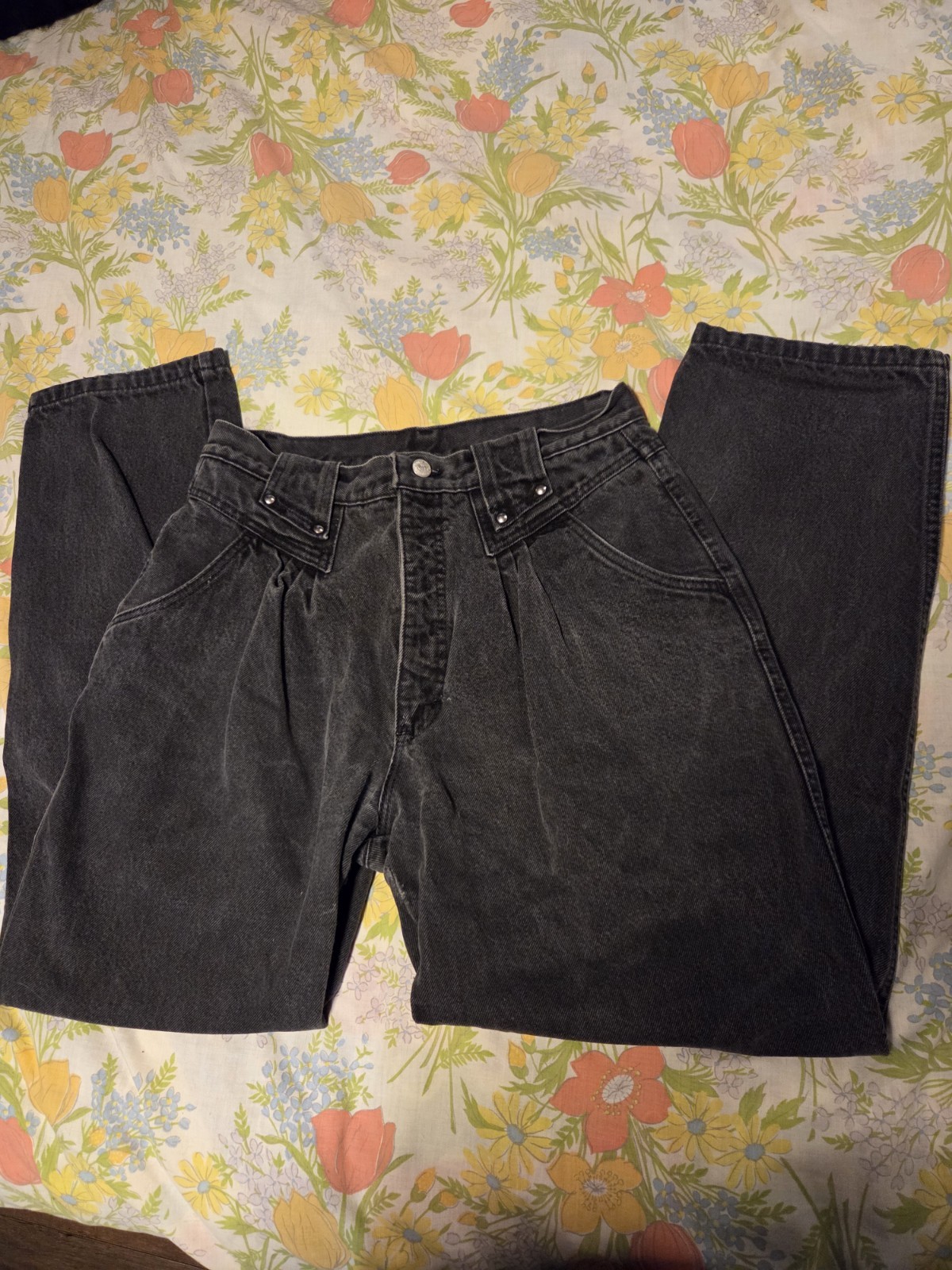 1980s Black Vintage Size 13 Roper Western Jeans High Rise