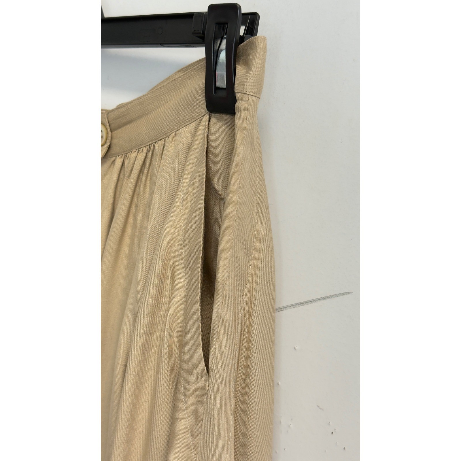 Adrienne Vittadini Vintage 100% Silk 2 Piece Safari Skirt Set Khaki Tan S/6