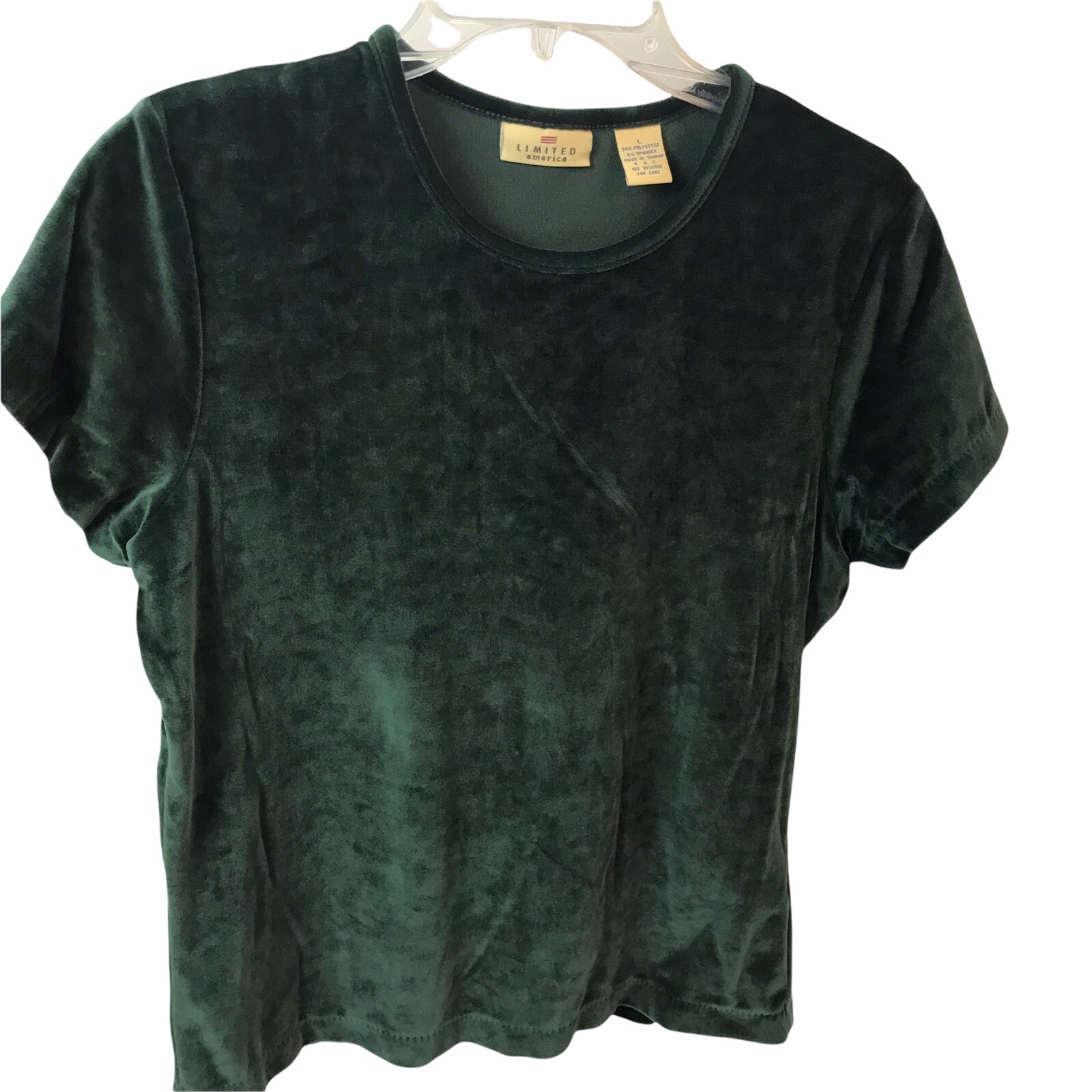 Vintage Top Limited America Velveteen Blouse Green Holiday Sz L retro