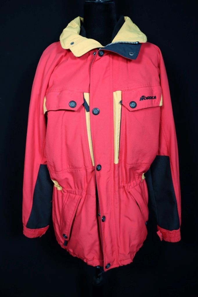 1990&rsquo;S SIZE MEDIUM-LARGE NORDICA YELLOW AND RED SKI JACKET