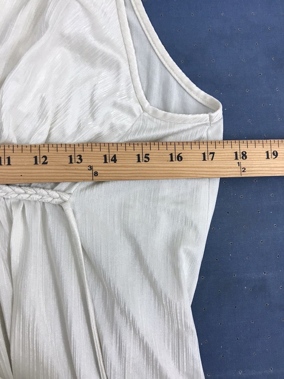 Vintage Val Mode Ivory Satin Full Length Slip Dress Goddess Empire Waist Sz M