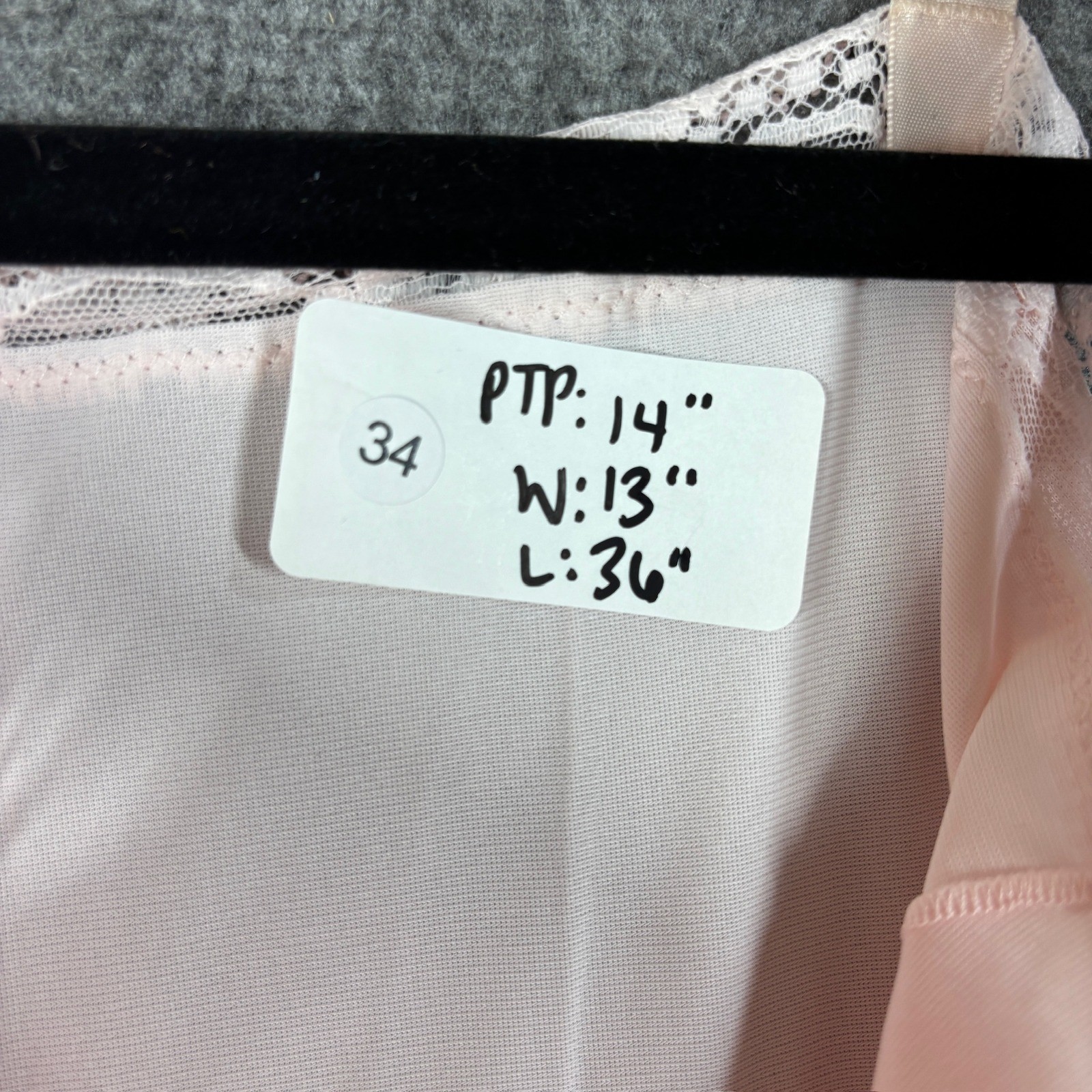 NWT Vintage Shadowline Pink Nylon Full Slip Floral Applique Size 32 Short