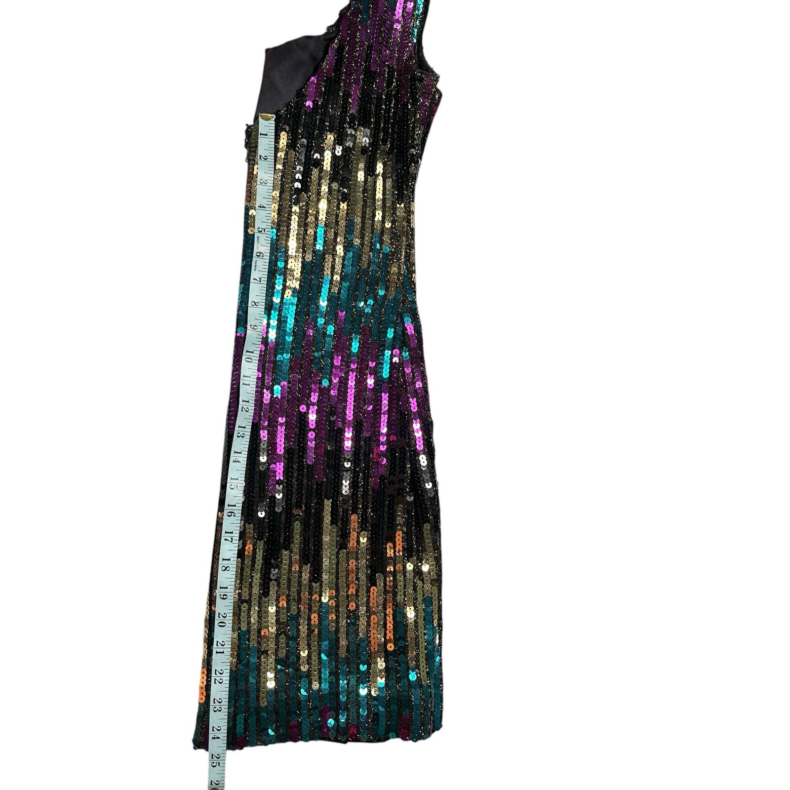 Vintage Alyce 1980s Sequin Mini Party Cocktail Dress Purple Green Gold Sz Med/10