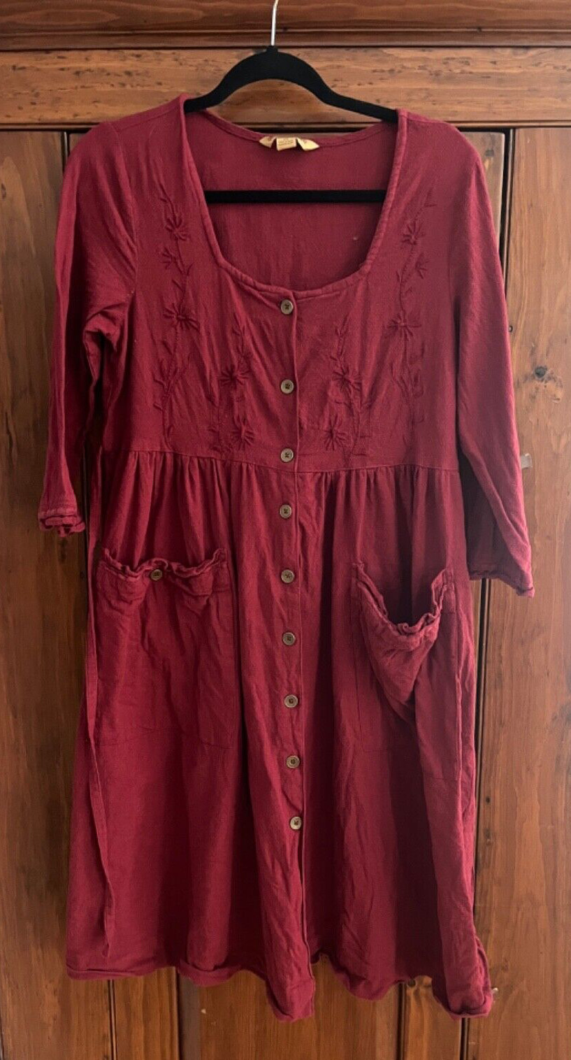 Vintage April Cornell Dress Boho Cottage Core Boho India Cotton Embroidered XS