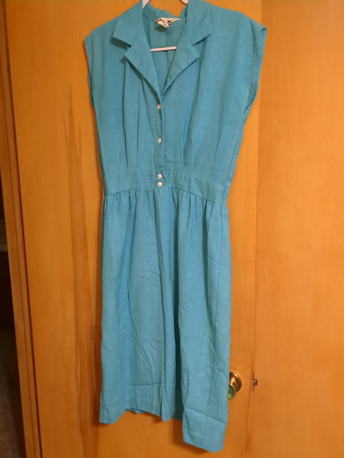 Vintage Alicia Women&rsquo;s Shirt Dress Sleeveless Turquoise Size 16 USA