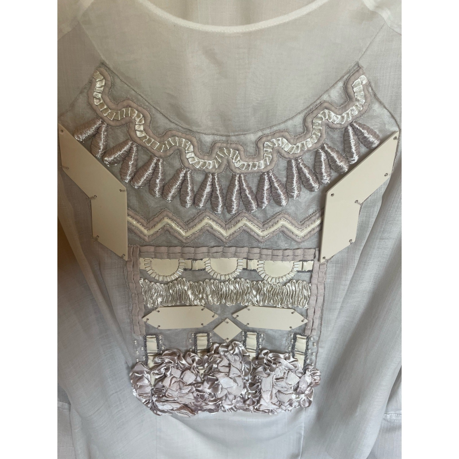 Vintage 90s CHRISTIAN LACROIX Hulotte Embellished Blouse Small S LUXURY Top Y2K