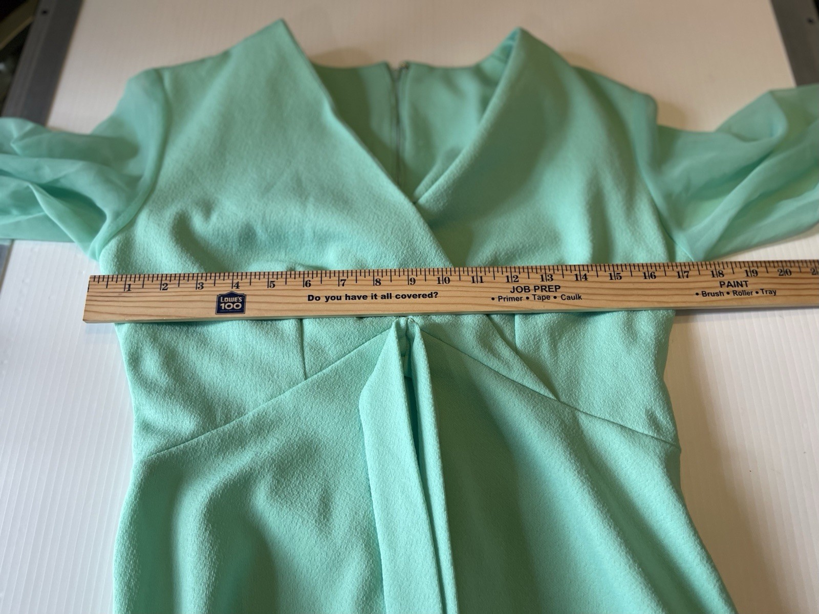 Vintage Green 1970s Hostess Dress Sheer Sleeve Belted Tie Maxi Special Occasion