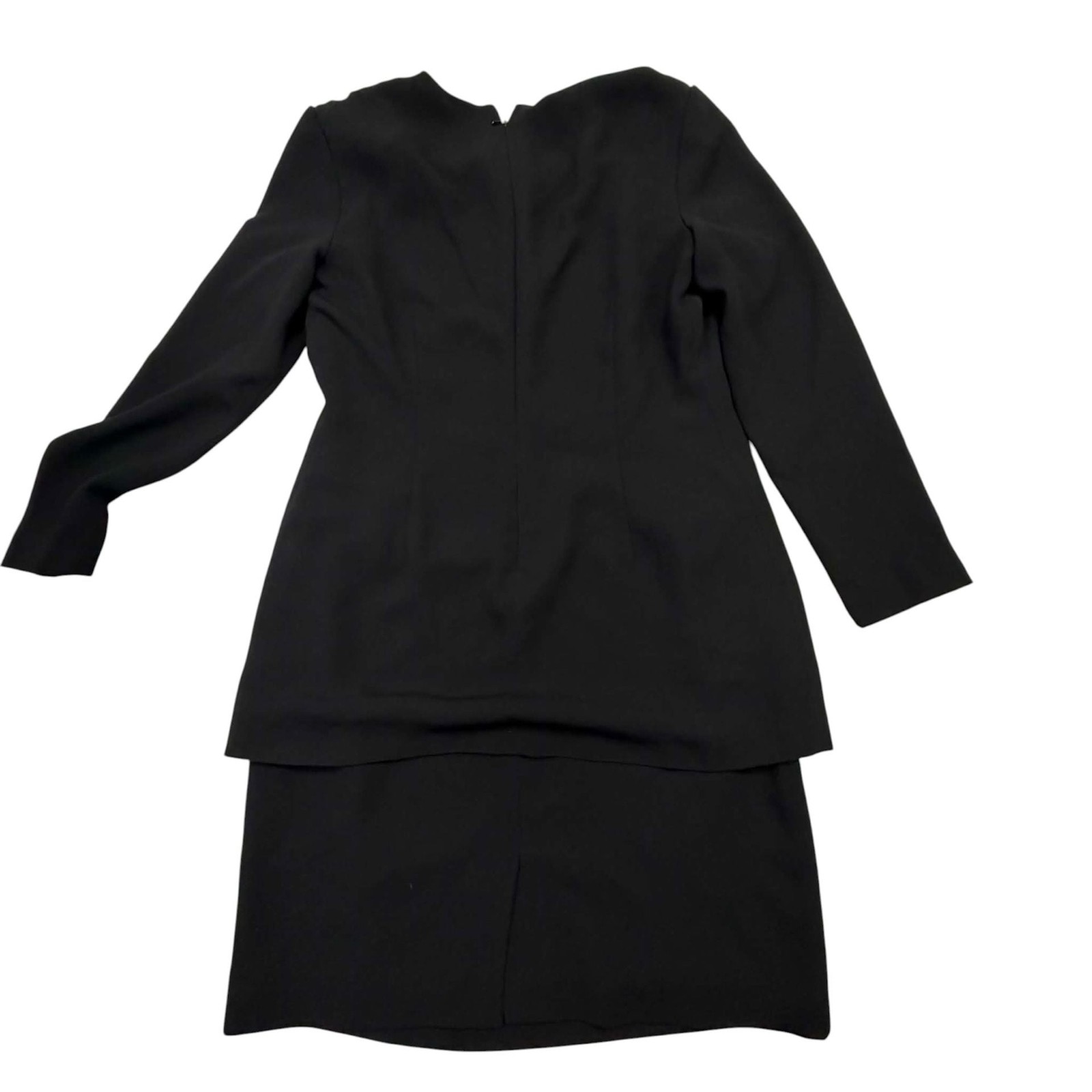 Vintage Maranna Blk Structured Long Sleeve Dress with Decorative Pintuck Buttons