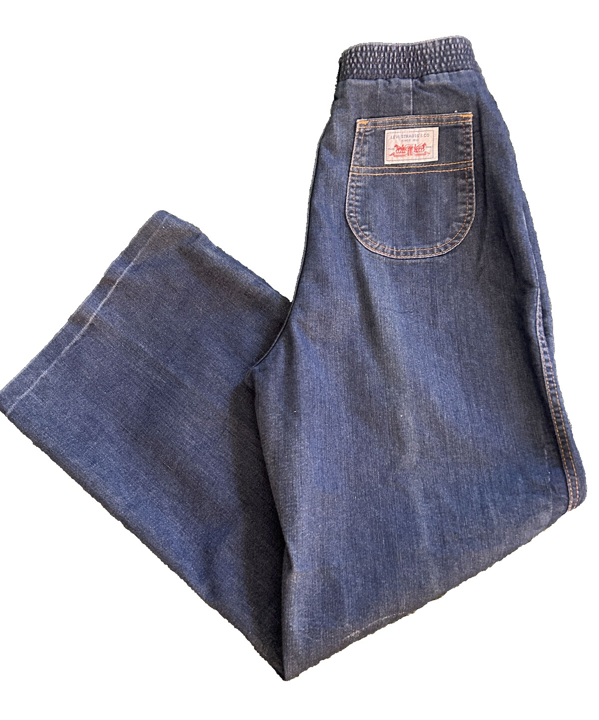 Vtg 1970s Levi&rsquo;s Jeans Women’s 31×29 White Patch Dungarees Wide Leg Elastic