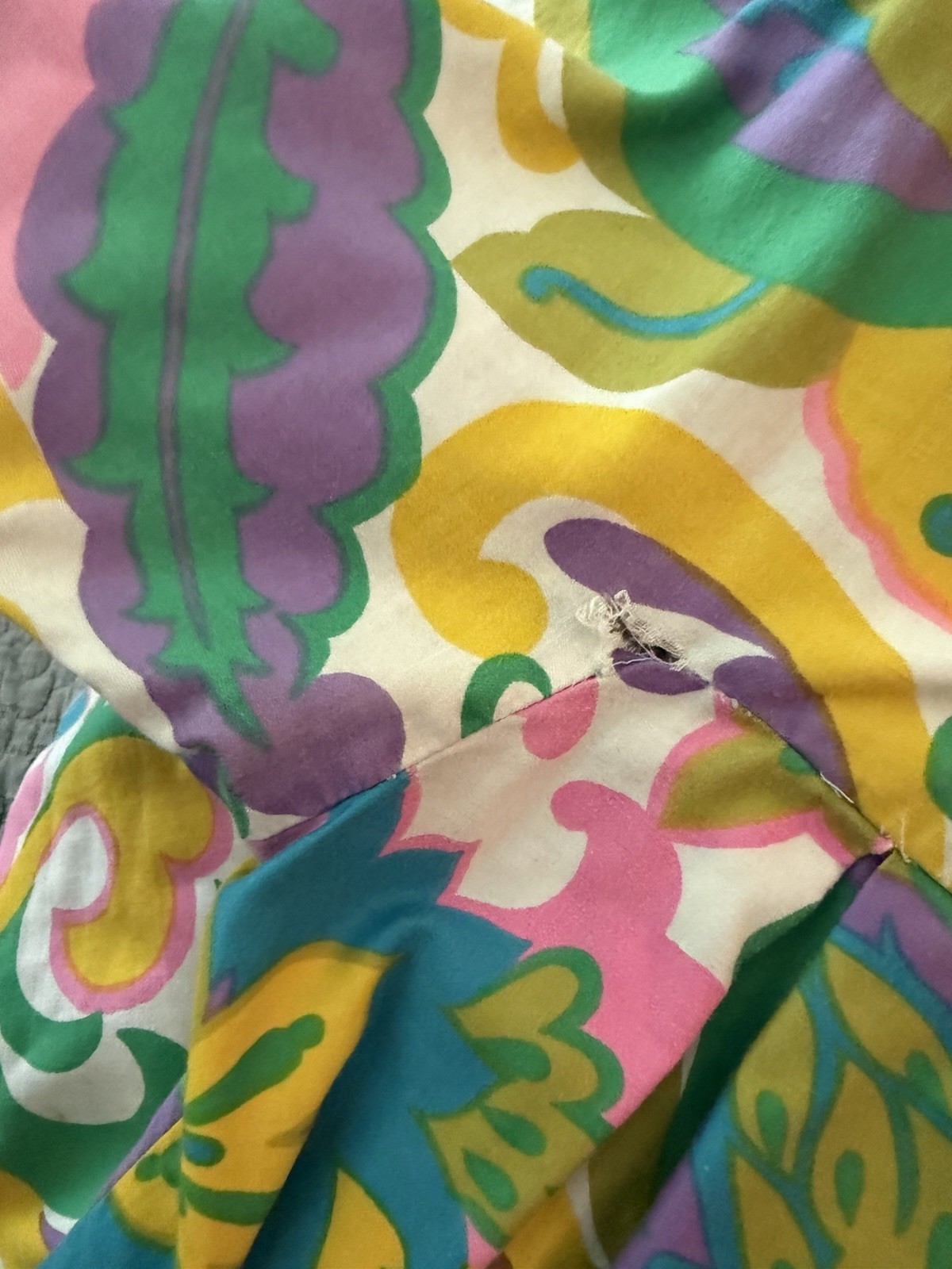 Vtg Sears MuuMuu Caftan Floral House Lounge Dress Medium Hawaiian 1970s Cotton