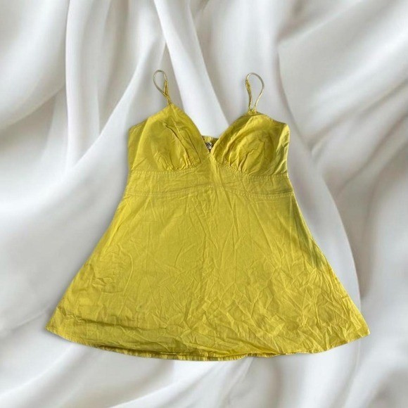 Romy yellow babydoll cami tank top with zipper side y2k vintage grunge