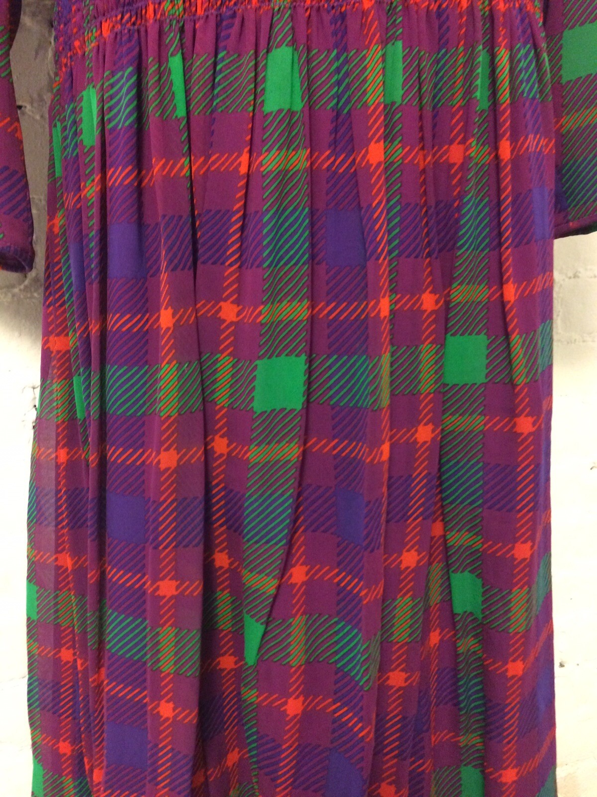 William Pearson Vtg 80s Silk Blouson Dress Pink Plaid 10-12 Secretary Office