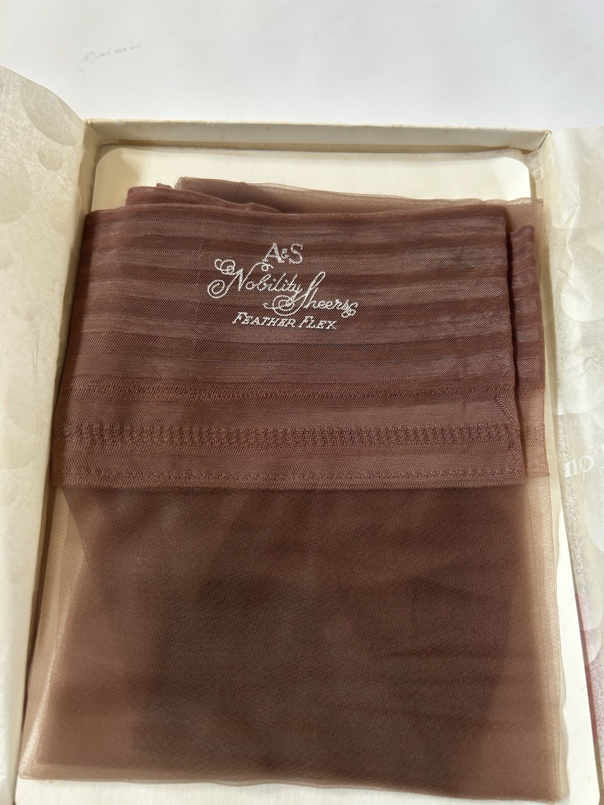 VTG A&S Nobility Sheers 2 Feather-Flex Nylon Stockings Royal Taupe 10.5 M w/Box