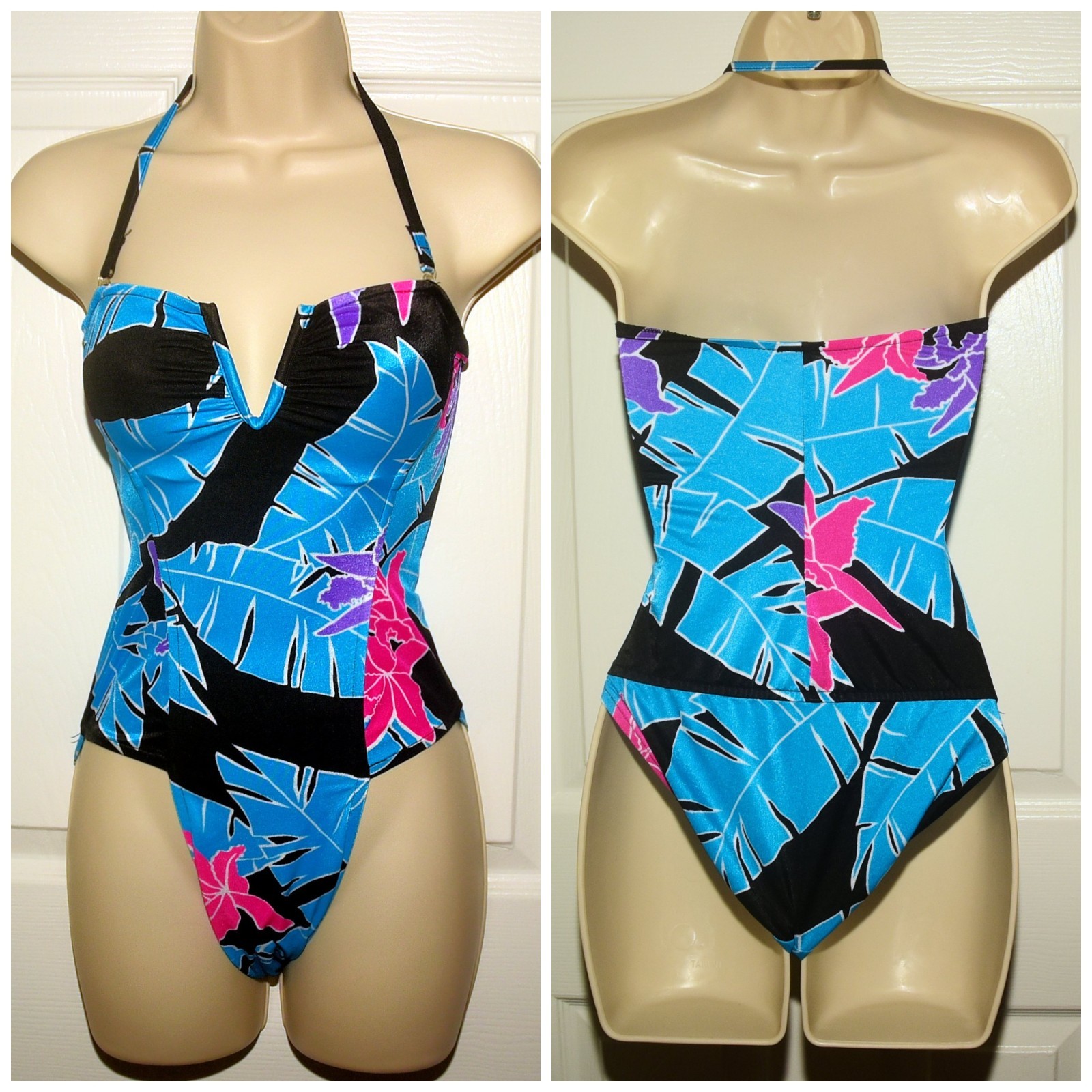 VTG 80&rsquo;s 1-Piece MOD Floral Leaf Swimsuit Avon Fashions XXS Deadstock w/Liner