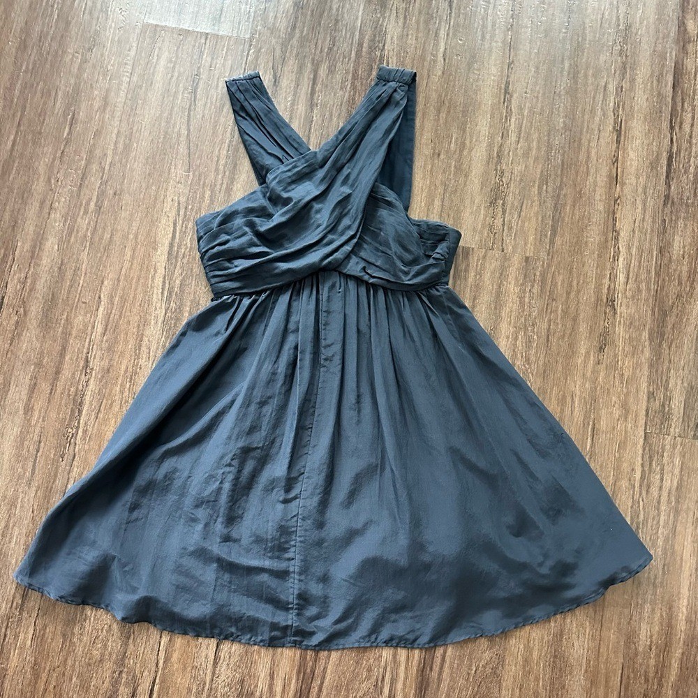 Bird & Knoll Meadow Cotton/Silk Mini Dress in Inky Blue. NWT. Size L